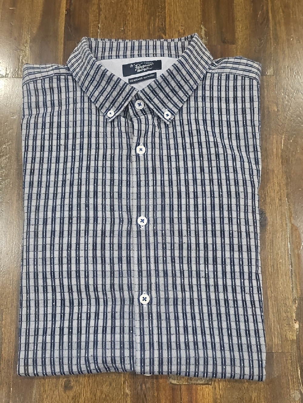 Original Penguin Blue and White Checkered Button Down Shirt